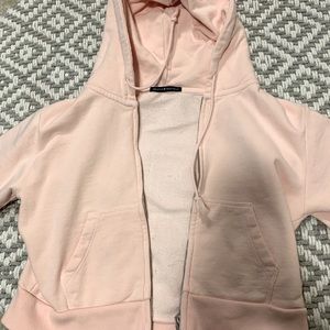 Pink Cropped Brandy Melville Hoodie Zip Up